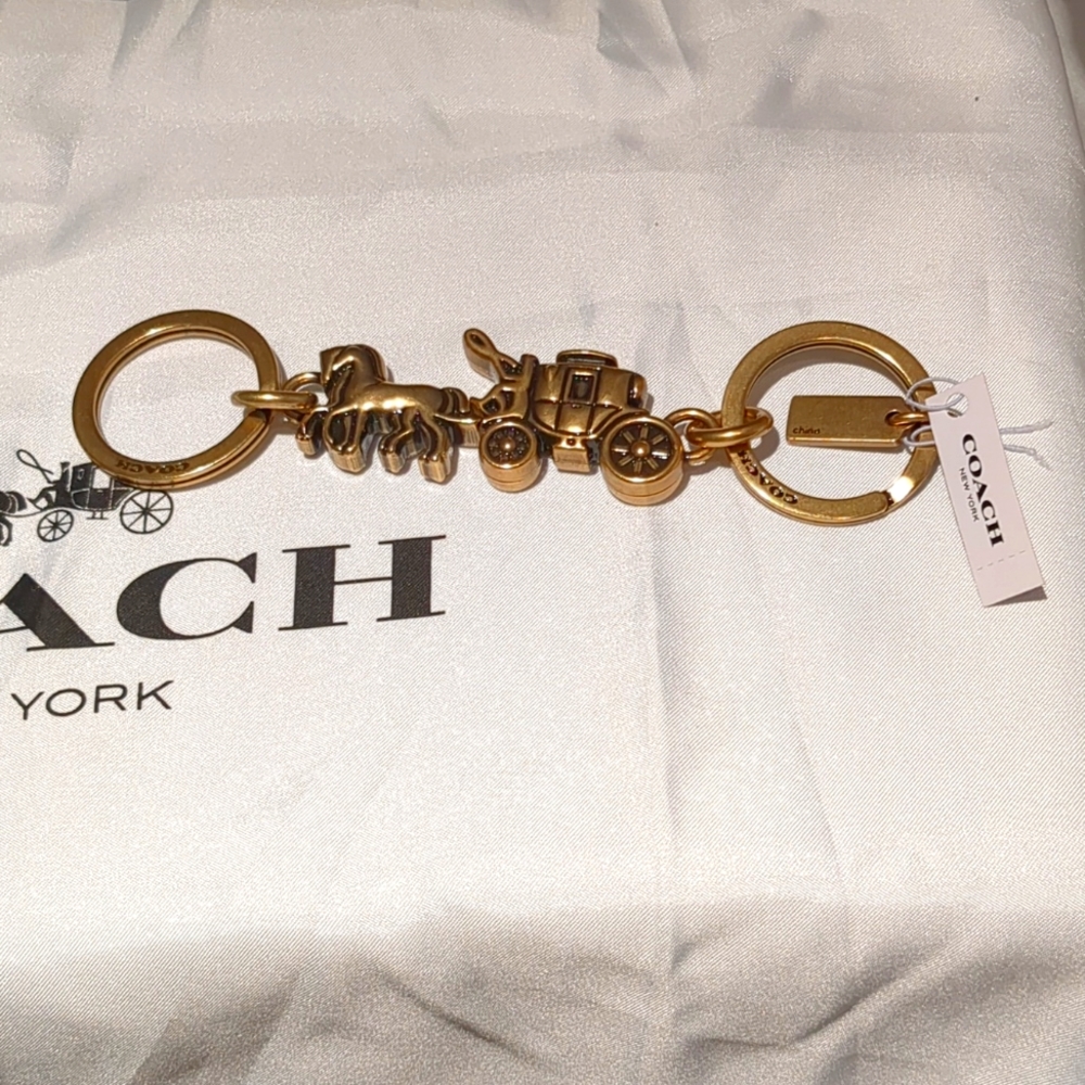 Coach Horse And Carriage Valet Detachable Keychain Ring Bag Purse Fob NWT double